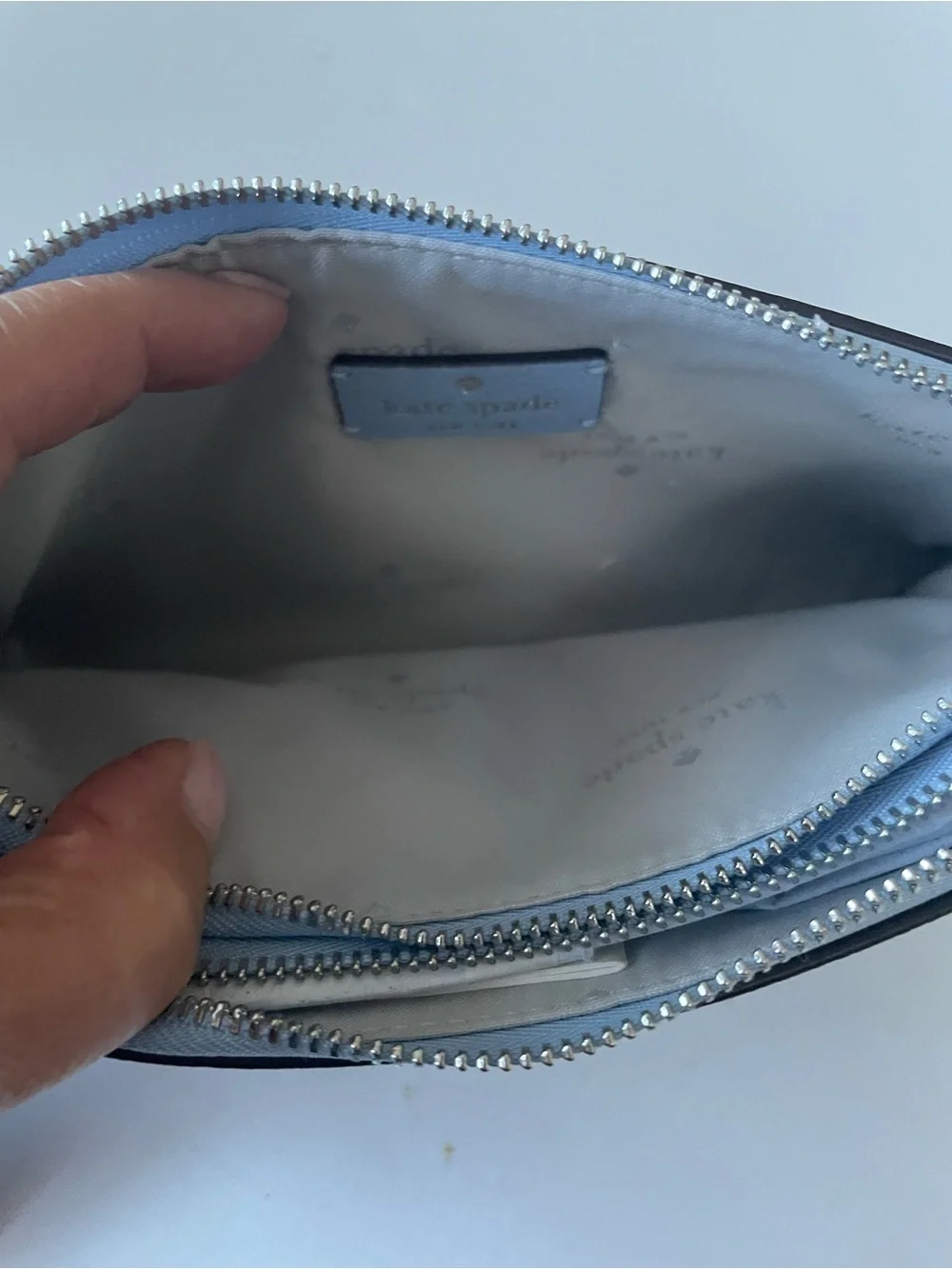 kate spade powder blue pebble leather wristlet